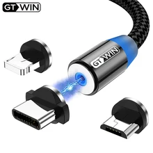 Gtwin magnético usb cabo para iphone xiaomi samsung ímã de carregamento micro usb tipo c cabo de telefone carregador rápido cabo de cabo usb fio