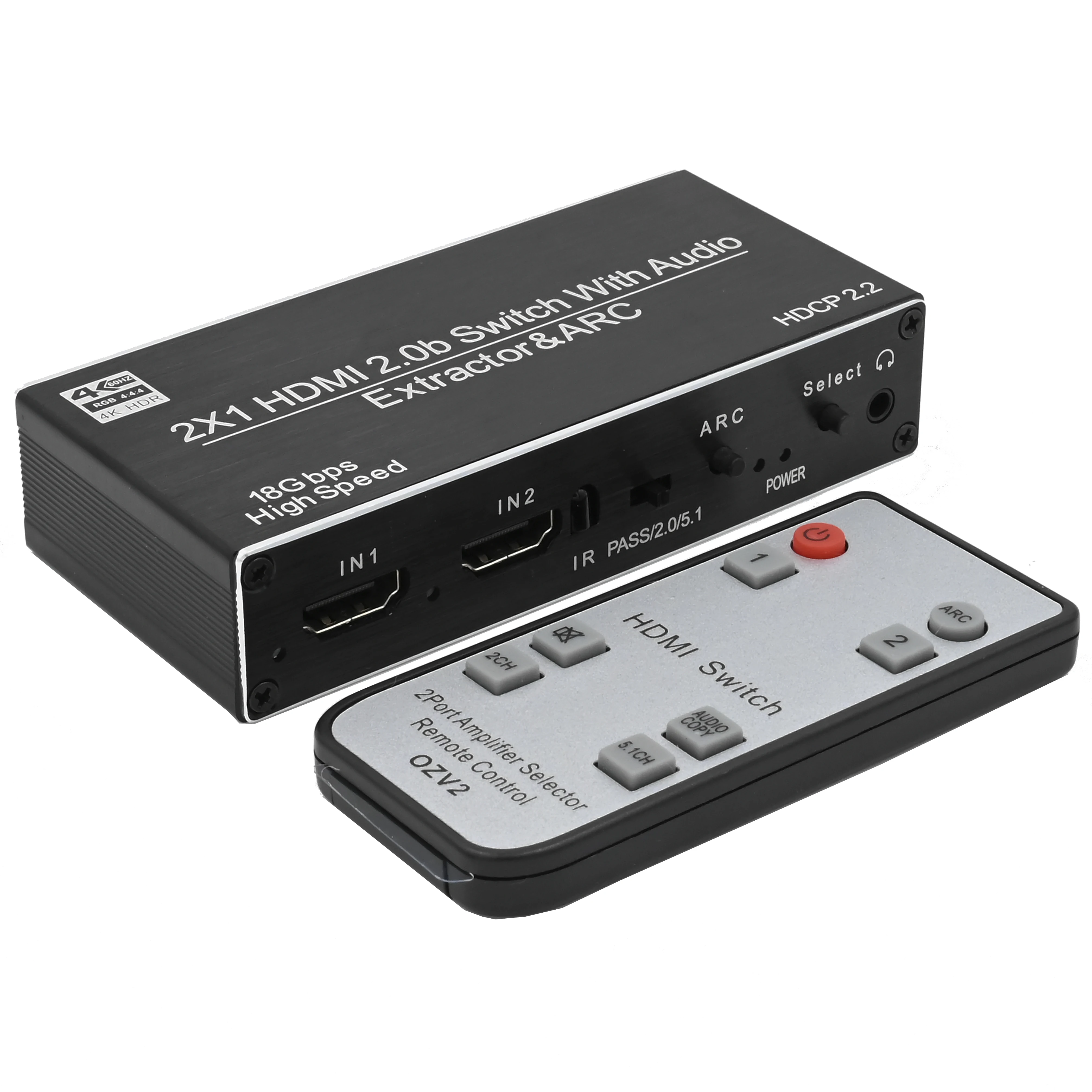  HDMI Switch 2x1 4K@60hz HDMI 2.0b Audio Extractor with Toslink Optical &RCA 4K SPDIF Coaxial Analog