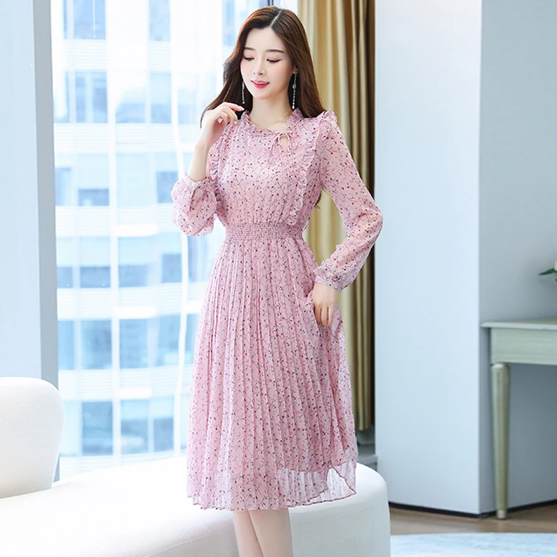 【Sinoon】 Lace Puff Dress Pink ★ 追跡付 Light pink lace fitted midi dress Rotate - women - ROTATE