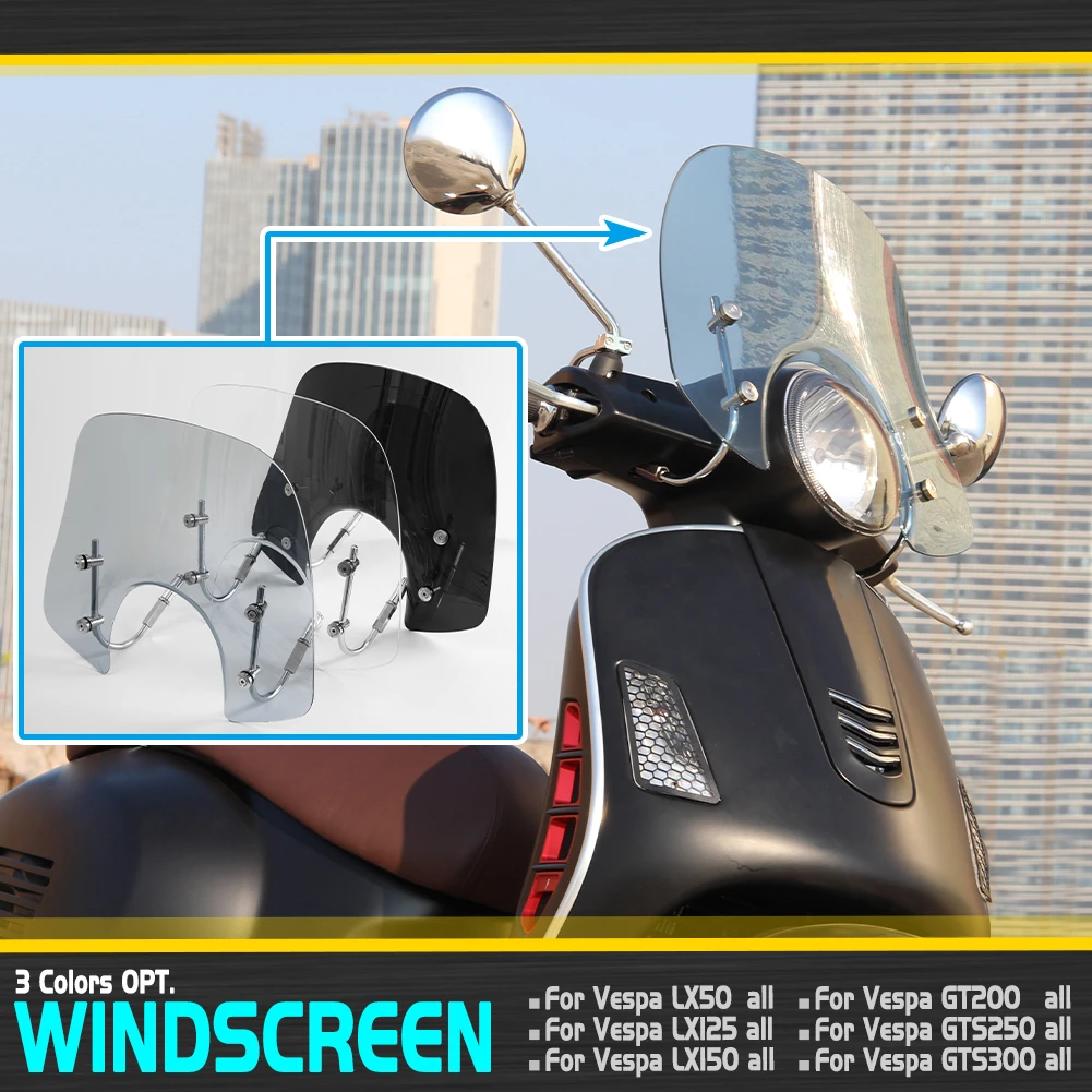 For Piaggio Vespa Lx50 Lx125 Lx150 Gt200 Gts250 Gts300 All Year Motorcycle  Windscreen Windshield Deflector Protector Wind Screen - Windscreens & Wind  Deflectors - AliExpress