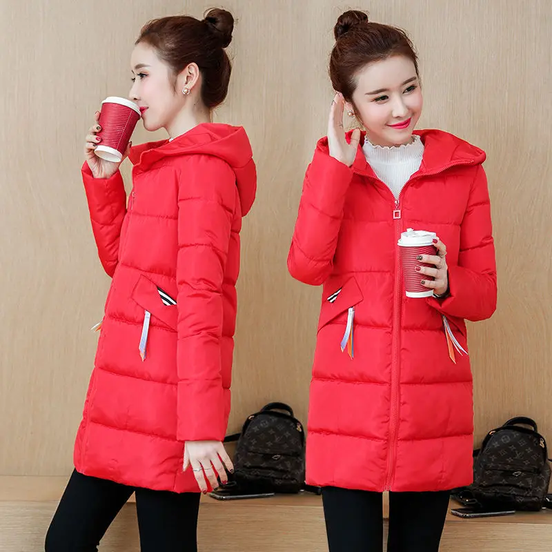 Зимние теплые хлопковые парки Женская верхняя одежда пальто новая мода корейский стиль с капюшоном толстые длинные куртки женские повседневные пальто P246