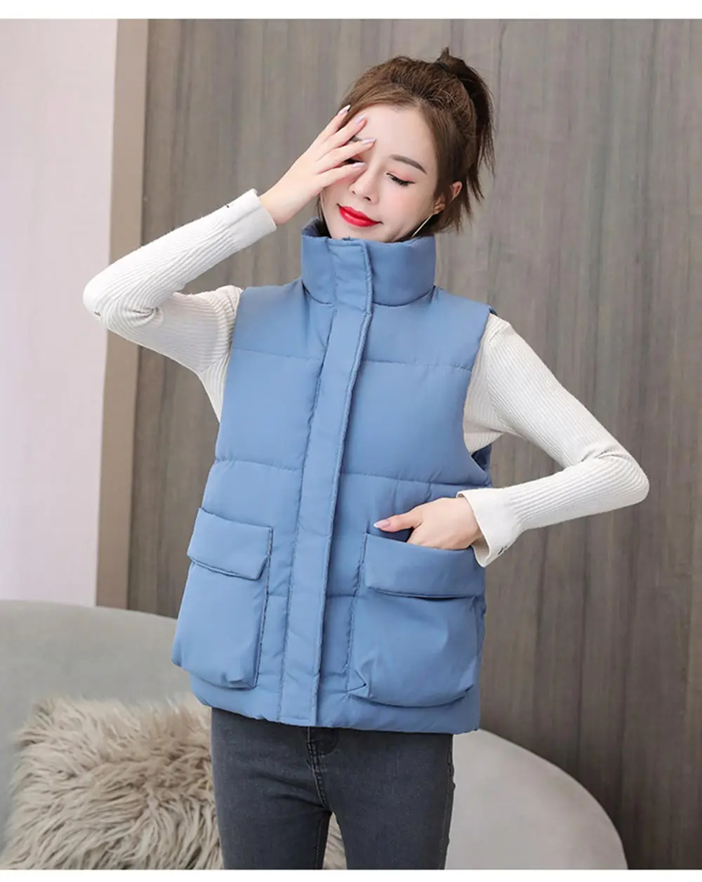 

Brieuces Women Winter Vest Waistcoat 2020 Spring Autumn Vest Female Casual Stand Collar Warm Plus Size 6XL Women's Vest Coat