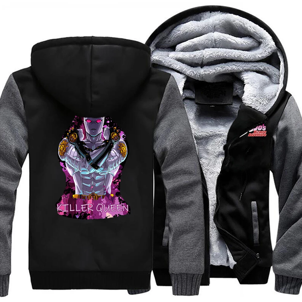 

Anime JoJo's Bizarre Adventure Fleece Men's Hoodie Bomber Jacket Killer Queen Fashion Hoody Fabrics Hoodies Men Print Tracksuit