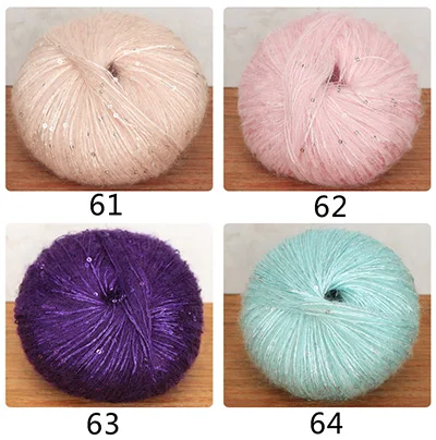 Meetee 5pcs(1pc=50g) Multicolor Beaded Sequins Mohair Wool Yarn Hand Kniting Yarn DIY Shawl Hat Hand-woven Wire Accessory YA010