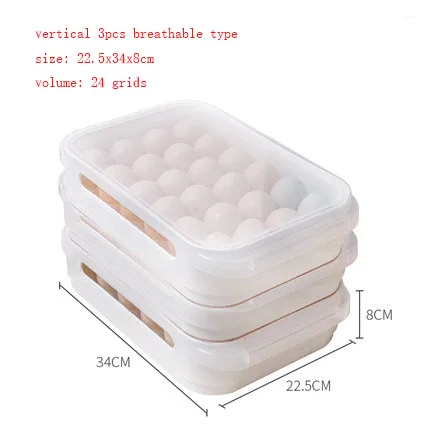 3pcs 24 breathable Японский контейнер-холодильник для хранения яиц пластиковые яйца лоток контейнер для холодильника - Color: 3pcs 24 breathable