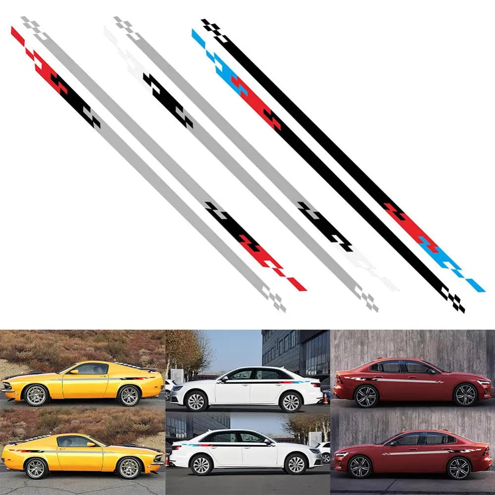 

Car Stripes Creative 3-Color Lattice Totem Car Sticker Decoration Modified Waist Line Waterproof Stickers Vinyl Graphics Sticker