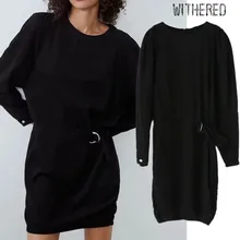 Увядшее английское винтажное саше с пышными рукавами Черное мини-платье для женщин vestidos de fiesta de noche vestidos Вечернее платье женские блейзеры