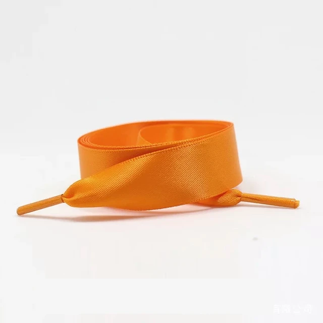 1 Pair 22 Colors Silk Satin Shoelaces 2 CM Width Flat Ribbon Shoe laces Boots Women Sneakers Shoelace Length 80CM 100CM 120CM S1 Orange