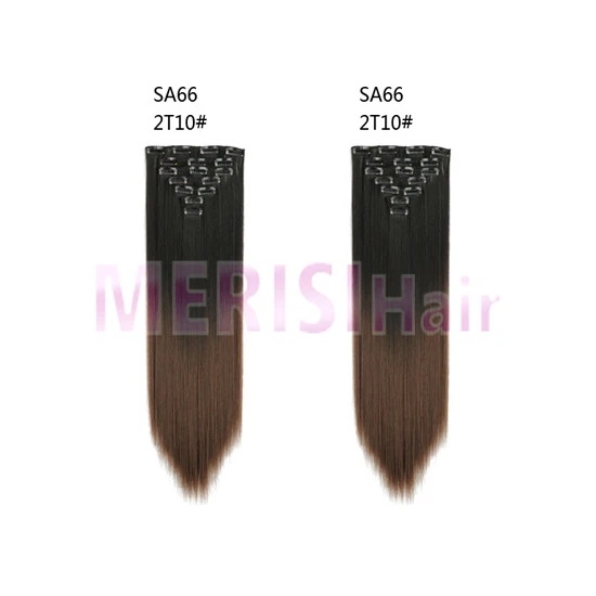 MERISIHAIR, 6 шт./набор, 22 дюйма, шиньон, 140 г, прямые, 16 клипс, накладные стильные волосы, синтетические волосы на заколках для наращивания, термостойкие - Цвет: #14