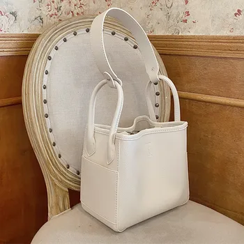 

Korean style women bucket bags Casual pu leather Female Shoulder Bag for female Solid color totes bolsa Ladies big handbag