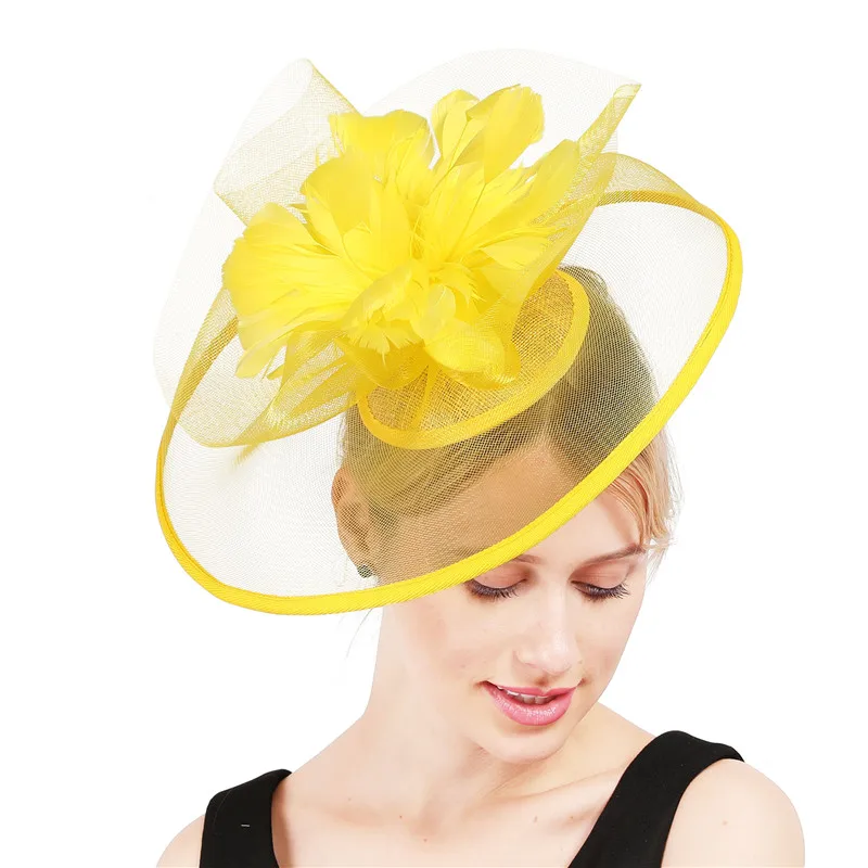 

Marron Feather Flower Fascinator Dinner Hats On Hair Clip Headband Wedding Bridal Women Tea Party Royal Ascot Church Headdress