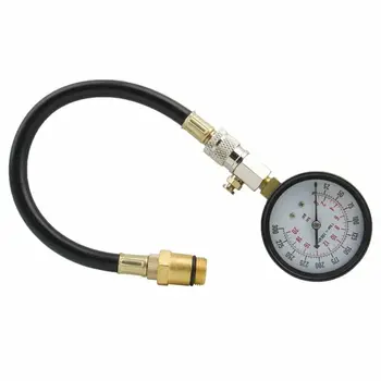 

300 PSI Pressure Gauge Engine Cylinder Compression Test Flex Hose Black