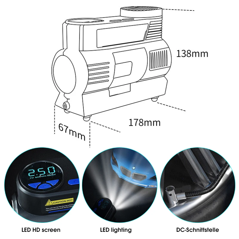 Carsun �޴�� ���� ����� ������ �з� �������� 12V DC 150PSI Ÿ�̾� ��â�� �ڵ��� Ÿ�̾� ���� ���� ��� ������