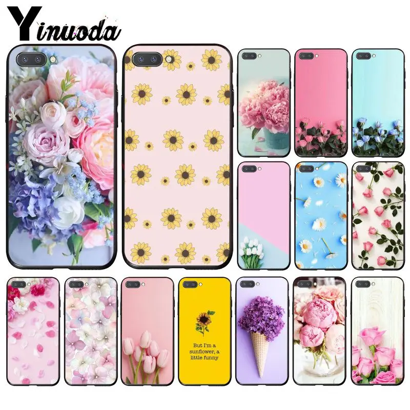

Yinuoda Elegant Flower Pink Purple Peony Rose Tulip Phone Case for Huawei Honor 8A 8X 9 10 20 Lite 7A 5A 7C 10i 20i
