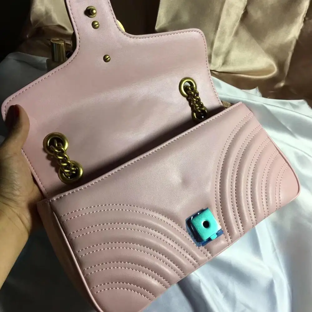 TopQuality Luxury Handbags Women Bags Design Fashion Brand Shoulder Bag Ladies Crossbody Real Cow Leather Flap Bag Free delivery - Цвет: Pink