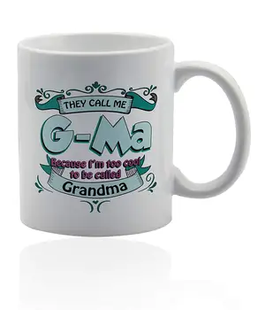 

G-ma mug 11 oz. white ceramic cup. Gma coffee mug.