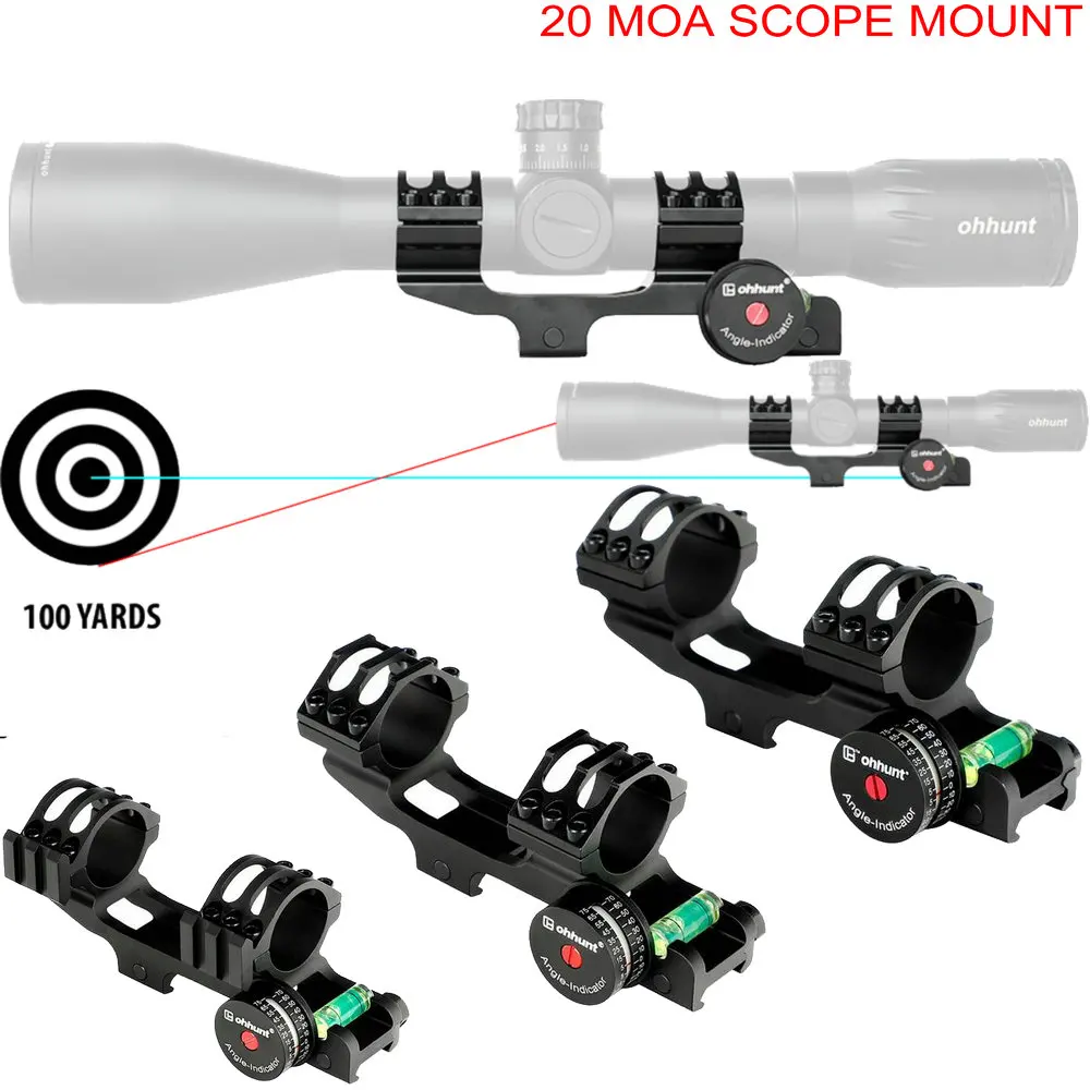 25.4mm 30mm Picatinny 20 MOA Scope Mount Extended Tactical Rings with Angle Cosine Indicator Kit Bubb Level Mount Sope Rings