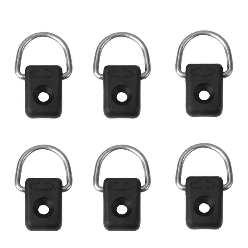 6 Pieces Kayak D Rings Outfitting for Boat Canoe Kayak Accessories Black