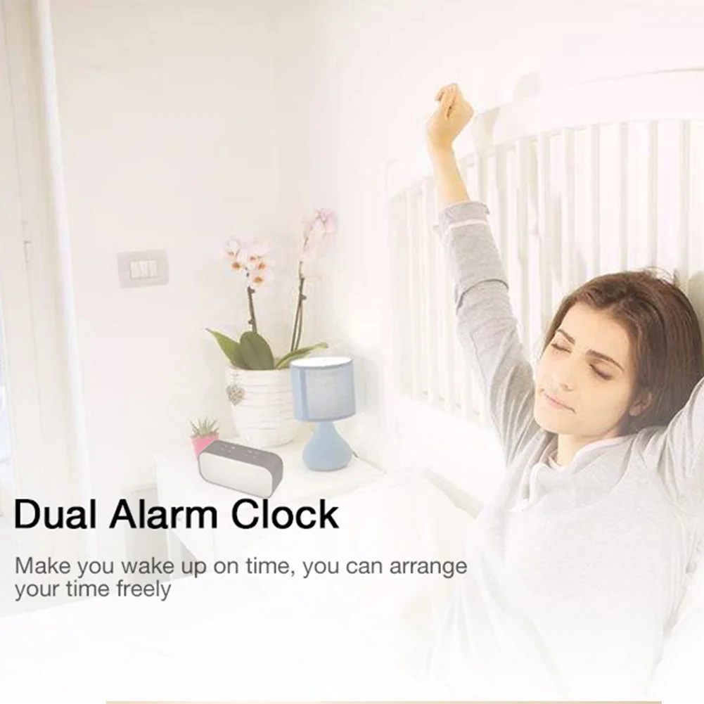 Column Subwoofer Sound Box Wireless Music Time Snooze LCD Portable Bluetooth Speaker Mini Stereo Mirror Alarm Clock