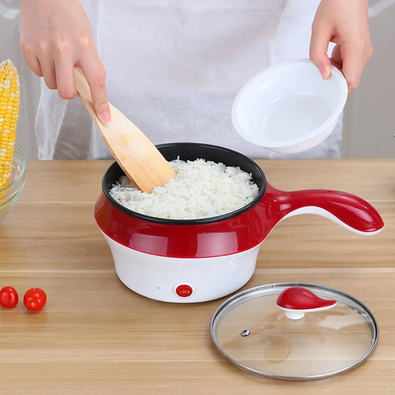 

Electric Rice Cooker Hot Pot Student Dormitory Mini Pot Electric Wok Electric Boiled Frying Pan 4 Colors Kitchen Cooking Tools