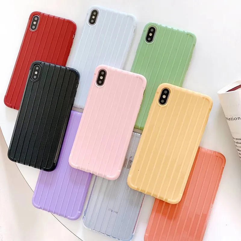

Luxury Soft Back Color Cases for iPhone 7 plus 8 6 6s X XS max XR 6P Case Suitcase style Shockproof TPU Silicone Back Cover Capa
