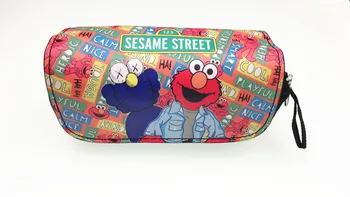 

Sesame Street PU + Canvas Cosmetic Bag Student Stationery Pouch Bag Makeup Organizer Bag