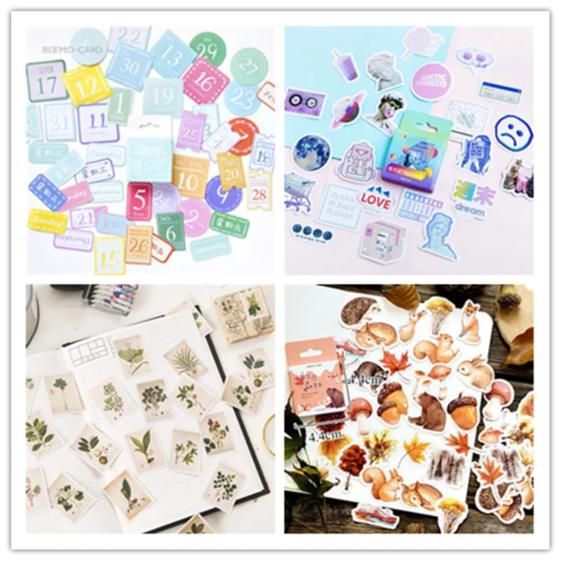 45 шт./кор. канцелярские наклейки парным DIY Планета липкий Бумага Kawaii Луна растения