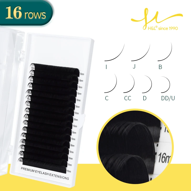 H&L SINCE 1990 16Rows Faux mink individual eyelash extensions for professionals soft mink matte lash
