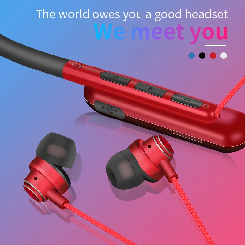 Willkey H1 Wireless Sport Headphones Waterproof Foldable Portable Bluetooth Headset with Microphone Neck Wear Stereo Earphone