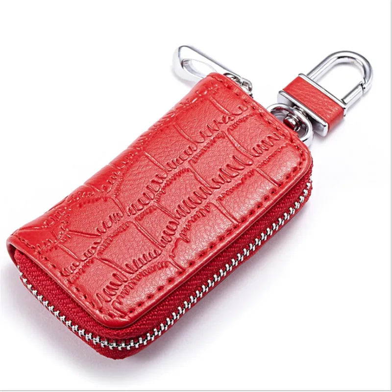 1 шт. кожаный брелок для ключей для мужчин и женщин держатель для ключей Органайзер сумка для ключей для автомобиля бумажник ключница кошелек для ключей - Цвет: red