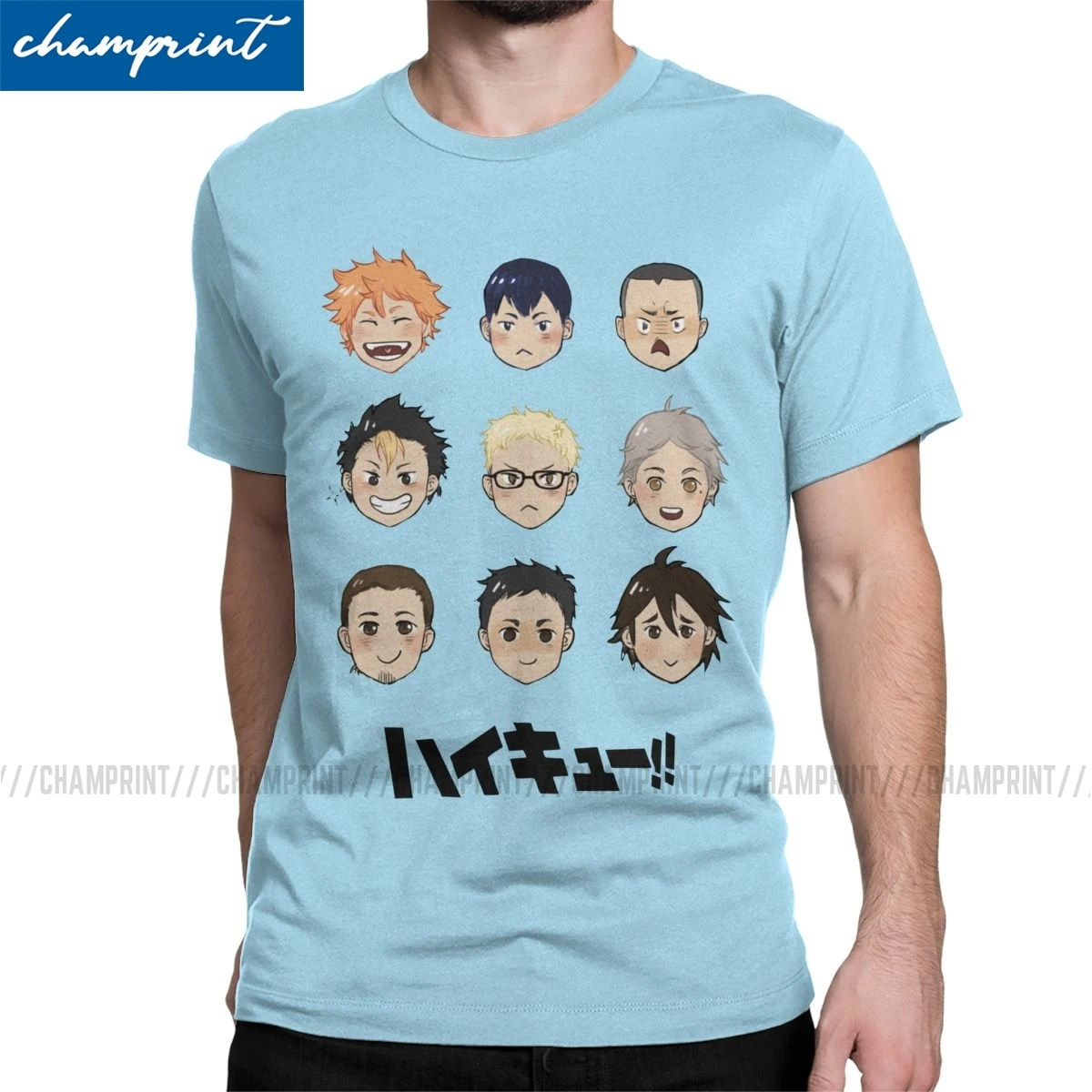 Футболка Haikyuu мужская с круглым вырезом тенниска из чистого хлопка принтом