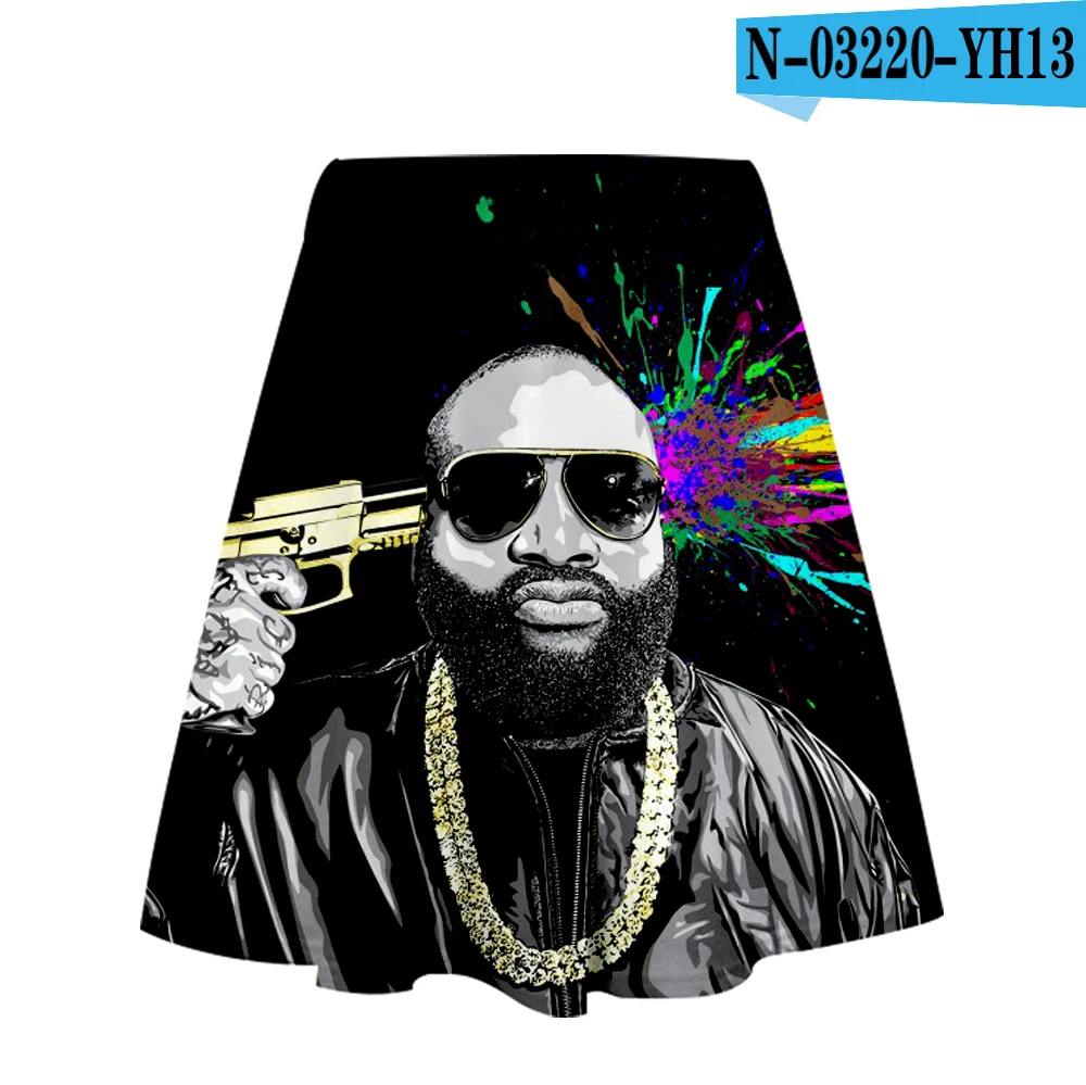 Rick Ross Женская юбка с завышенной талией Осенняя Плиссированная Юбка До Колена, юбка с принтом Rap, модная юбка-стрейч, 1 шт - Цвет: one