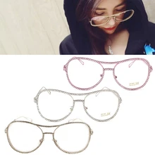 Женские негабаритные металлические оправы прозрачные линзы Стразы для глаз очки Nerd очки