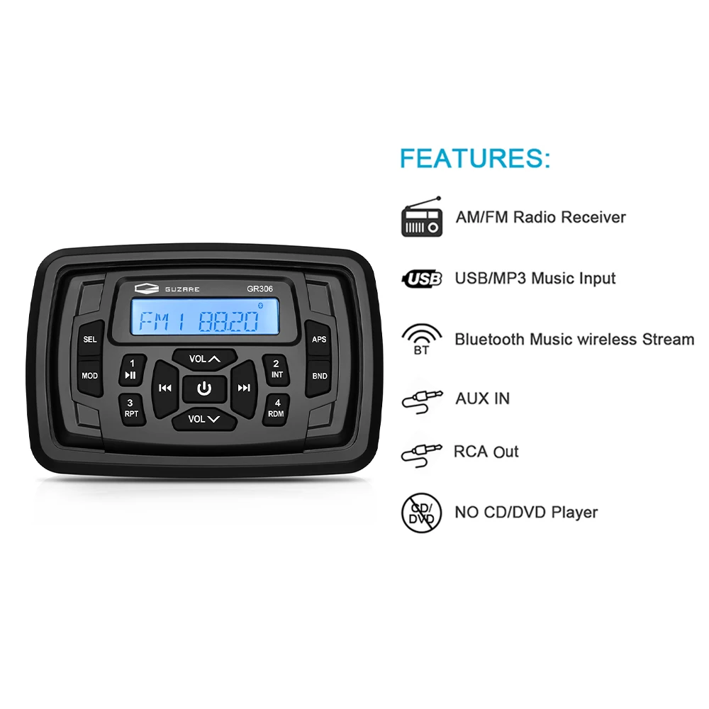 Морской водонепроницаемый Bluetooth стерео квадратный радиоприемник звуковая