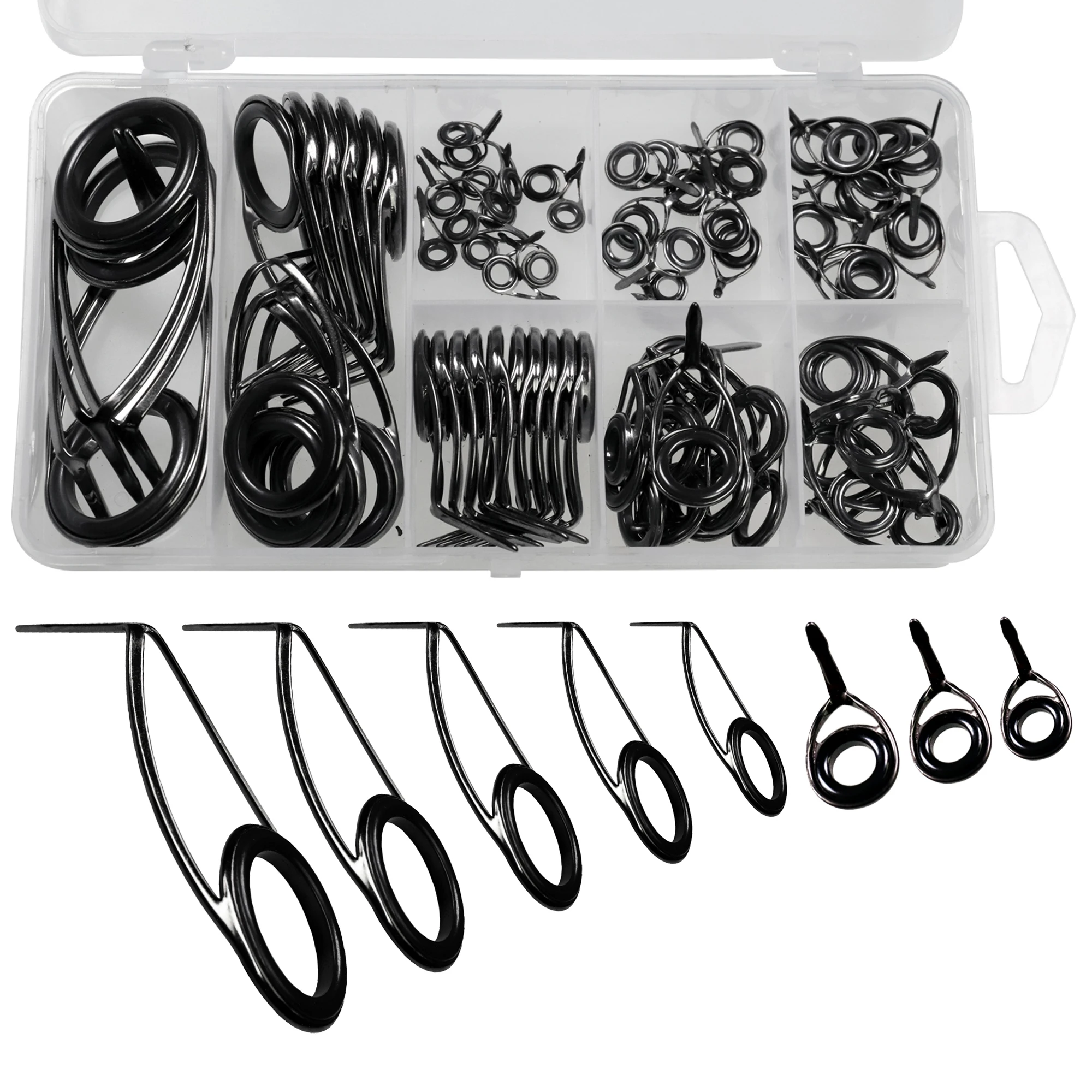 

75pcs/box #6-#30 Fishing Rod Guide Set Stainless Steel Guide Rings For Fishing Rod Repair Kit for Carp Pesca