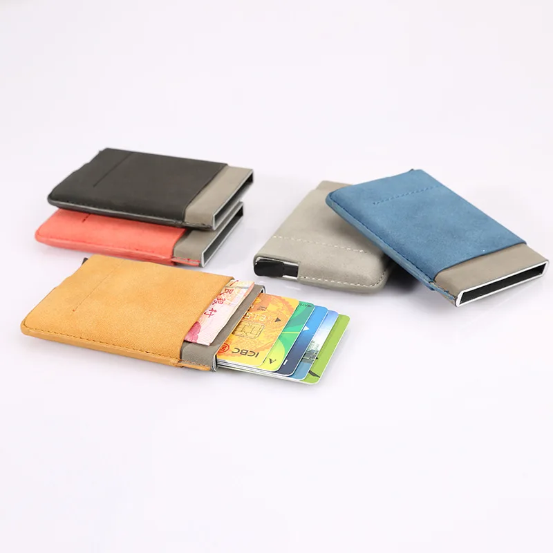 

Casual Anti Rfid Men Wallet Women Leather Pocket Small Wallets Aluminum Id Cash Card Holder Men Business Rfid Blocking Purses