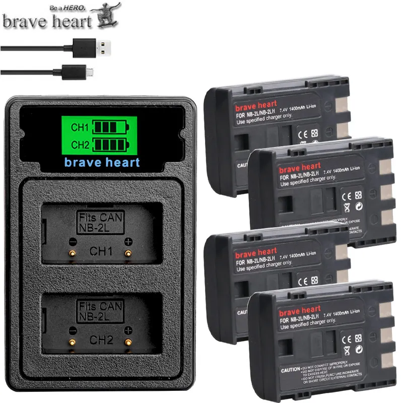 Аккумуляторная батарея 1400 мА · ч NB 2L nb2l NB2LH + зарядное устройство с двумя USB портами