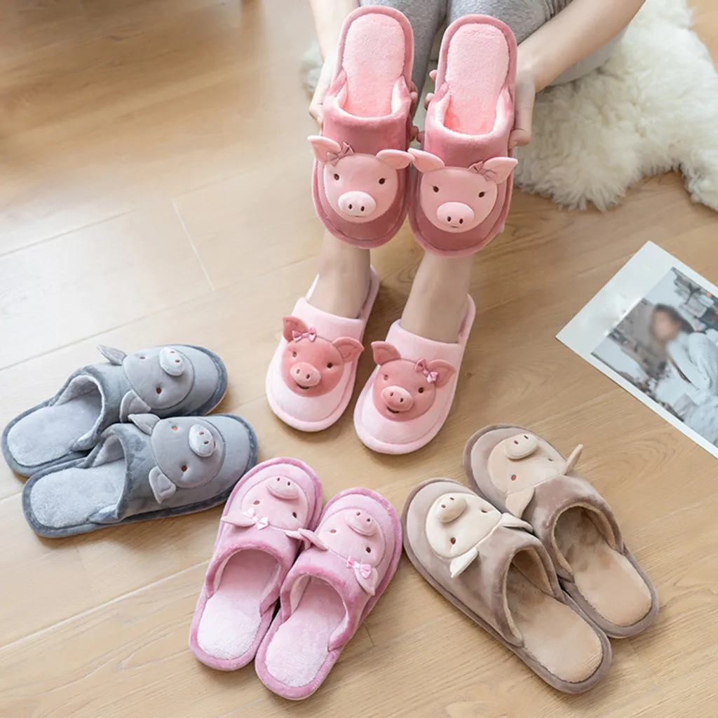 Зимние теплые тапочки с рисунком поросенка; Мужская обувь; Новое поступление; нескользящие домашние тапочки на плоской подошве; домашняя обувь; мужские тапочки; Прямая поставка;