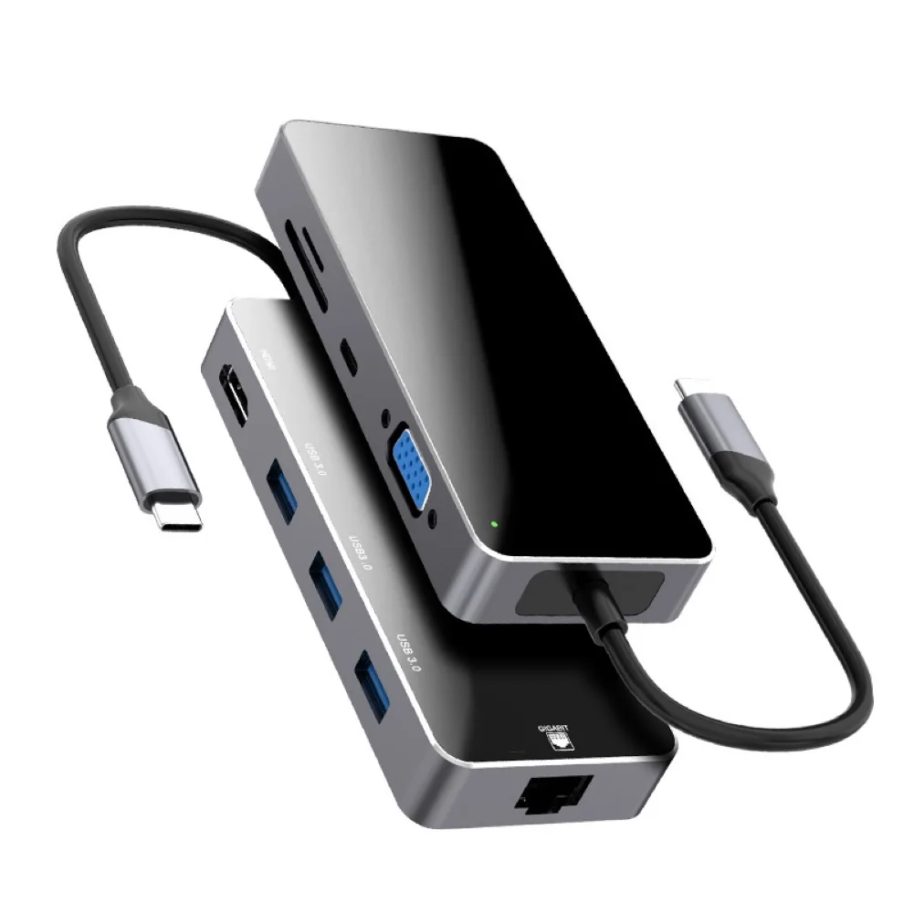 4K x 2K док-станция для ноутбука HDMI Micro-SD TF type-C USB3.0 RJ45 Gigabit Ethernet VGA для MacBook/samsung-Galaxy адаптер