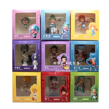 

Action 9 Pcs/Set Anime One Piece Figure Model Dolls Luffy Zoro Robin Sanji Usopp Chopper Garage Kit Ornaments Collectible Gift