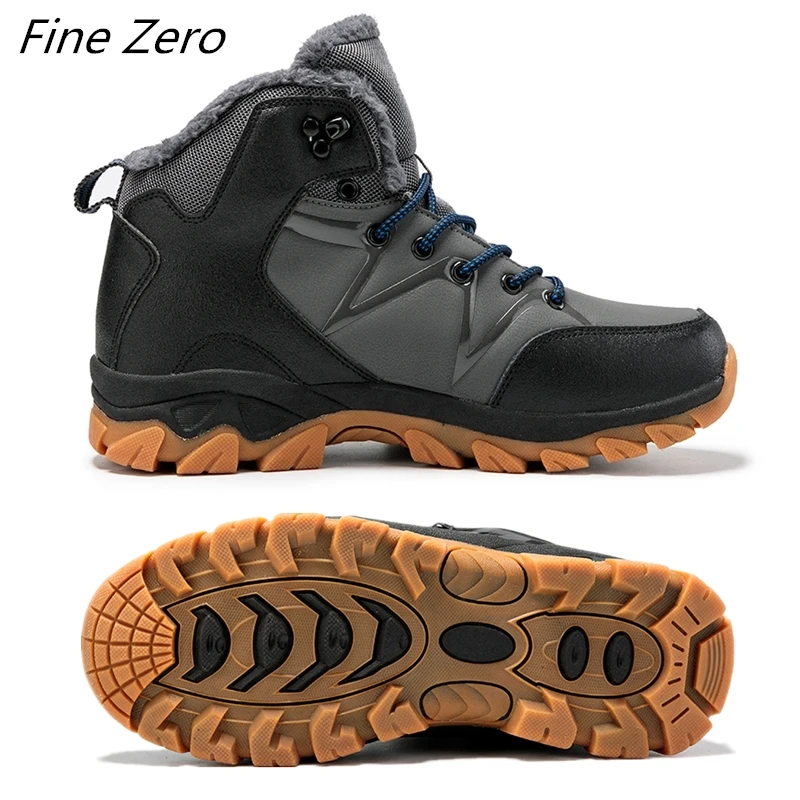 Супер теплые мужские зимние ботинки высококачественные кожаные унисекс меховые