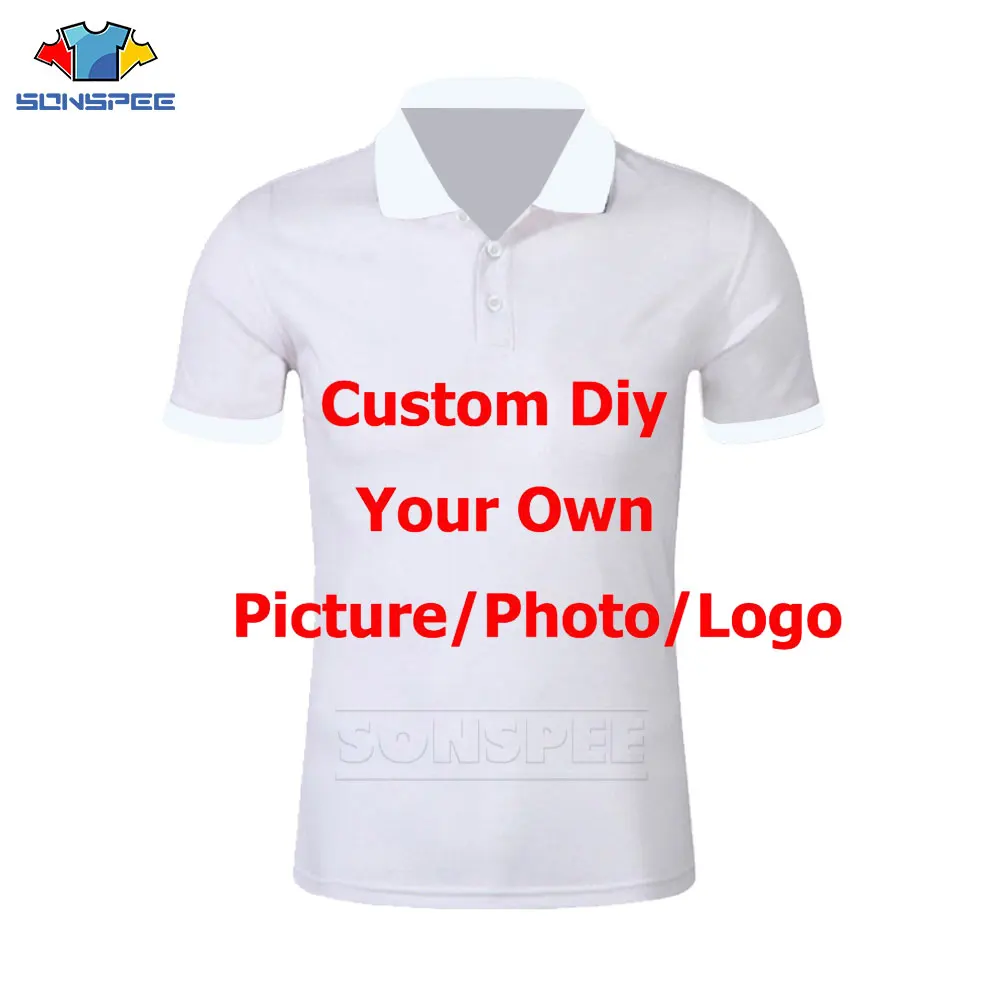 

SONSPEE Print Privated Customized DIY Your Own Picture Photo Logo On Men's Polo Shirt Short Sleeve Casual Polo Shirts Drop Ship