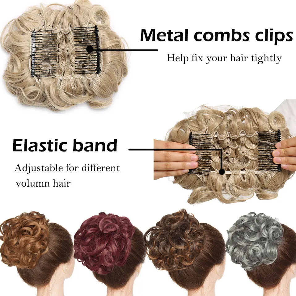 S Noilite 1pcs Synthetic Hair Big Bun Chignon Two Plastic Comb