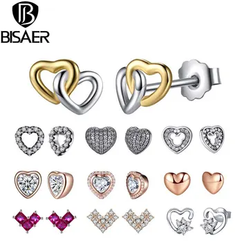 

24 Styles 925 Sterling Silver Bowknot Heart Cat Stud Earrings For Women Fashion Small Round Earrings Jewelry Brincos Bijoux Gift