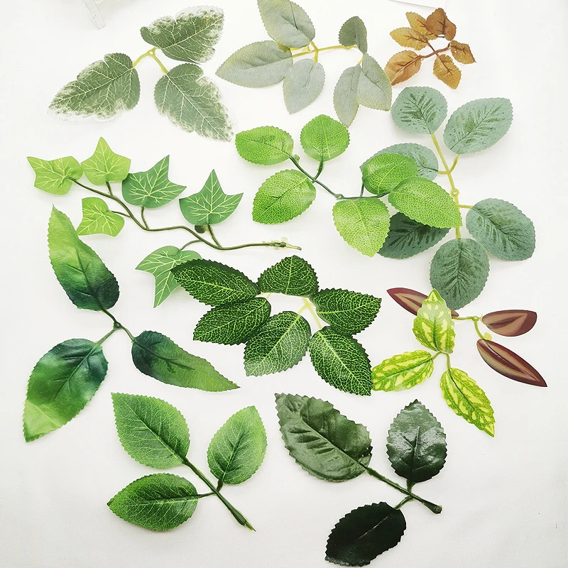 Распродажа 5 шт./лот Зеленые искусственные листья Свадебный предмет интерьера