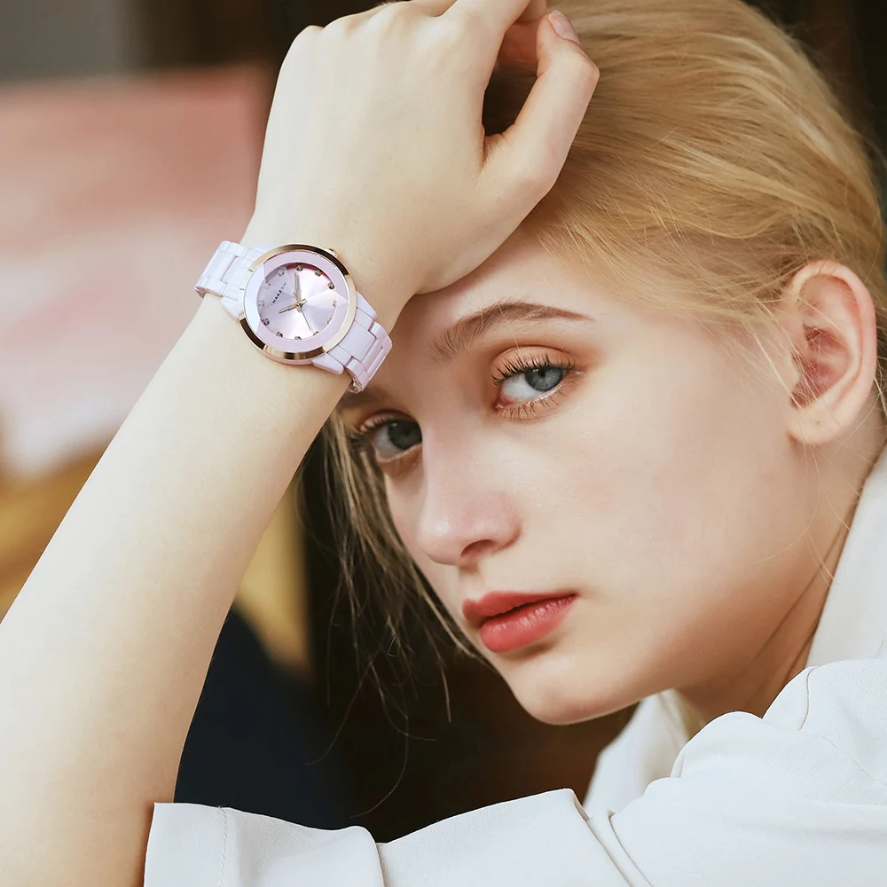 NAKZEN Women Quartz Watches Fashion Ladies Bracelet Colorful Ceramic Watch Diamond luminous Dress Female Clock Reloj Mujer
