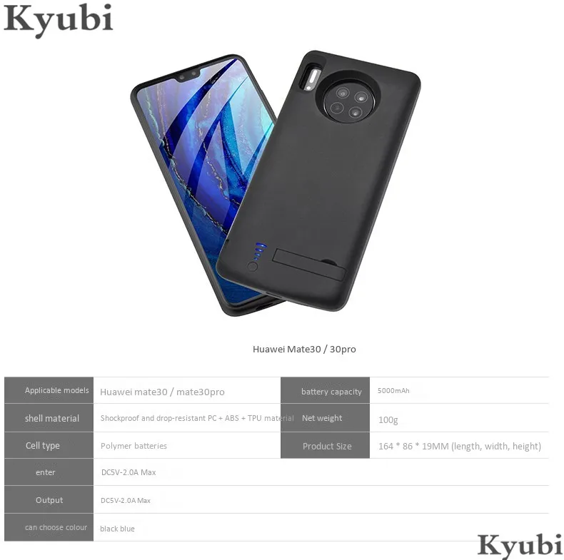 5000 мАч чехол для зарядного устройства для huawei mate 30 Pro внешняя Портативная подставка держатель беспроводной зарядный чехол для huawei mate 30