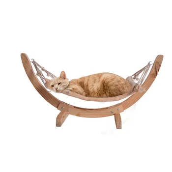 

Pet Wood Hammock Bed Soft Pet Cats Hammock Puppy Kitten Hanging Beds Mat With Durable Wood Frame For Small Pets#HWC