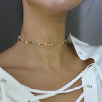 

LISMLISM Simple Necklace Choker Trendy Girl Chain Women Colorful Classic Beads Zinc Alloy Necklaces Jewelry Lovers Collier