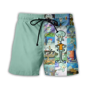 

2020 New Arrival Hot Sale Mens Surf Beach 3D Print Spongebob Shorts Pants Anti-sweat Short Homme Bermudas Masculina De Marca